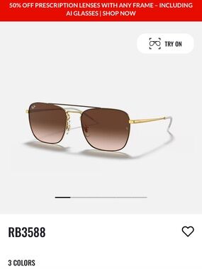 Brand New! Ray-Ban RB3588  Gold Frame Brown Gradient Sunglasses